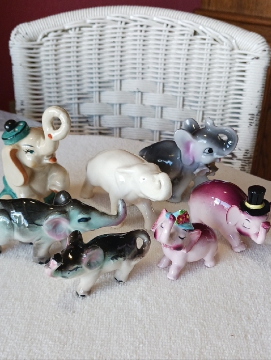 made in japan Other - Vintage~ Ceramic Elephant Figurines- adorable lot of 7